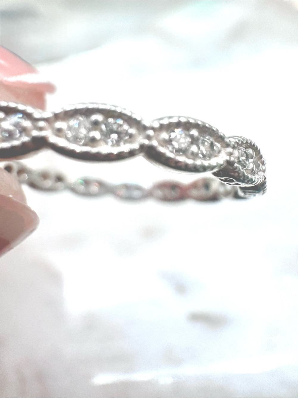 Pandora Sterling Silver 925 ALE Sparkling Leaves CZ Stacker Sz 8/8.5 FIRM - Picture 9 of 11